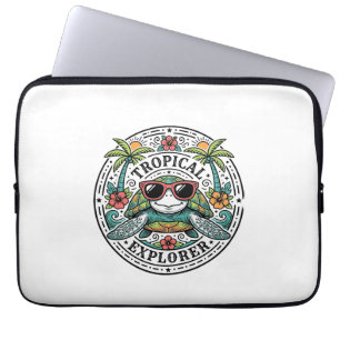 Vintage-Tropische-Seeschildkröten-Sonnenbrille-Gra Laptopschutzhülle