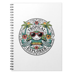 Vintage-Tropische-Seeschildkröten-Sonnenbrille-Gra Notizblock