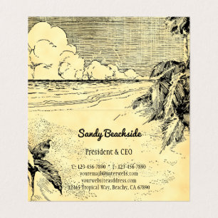 Vintage Tropische Strand Geschäftskarte mit Falz Visitenkarten