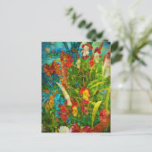 Vintage tropische Wildblumen Feiertagspostkarte (Stehend Vorderseite)
