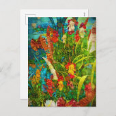 Vintage tropische Wildblumen Feiertagspostkarte (Vorne/Hinten)