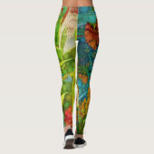 Vintage tropische Wildblumen Leggings (Rückseite)