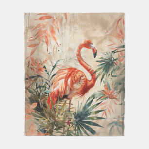 Vintage-Tropischer-Flamingo Fleecedecke