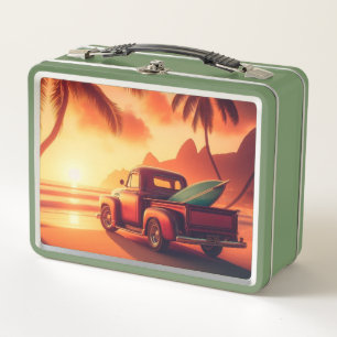 vintage tropischer/hawaiianischer Surf-Truck Metall Brotdose