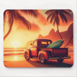 vintage tropischer/hawaiianischer Surf-Truck Mousepad