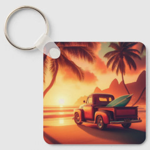 vintage tropischer/hawaiianischer Surf-Truck Schlüsselanhänger