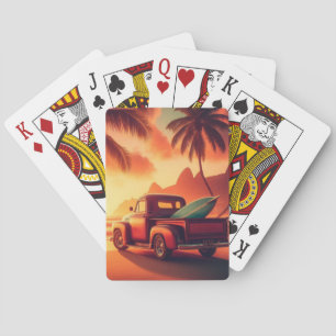 vintage tropischer/hawaiianischer Surf-Truck Spielkarten