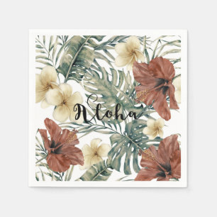 Vintage-Tropischer Hibiskus Plumeria Blumen Aloha Serviette