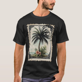 Vintage-Tropischer-Palmenbaum-Stempelkunst T-Shirt