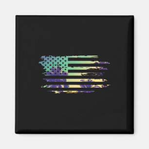 Vintage Tropischer Sommerurlaub Und USA-Flagge Str Magnet