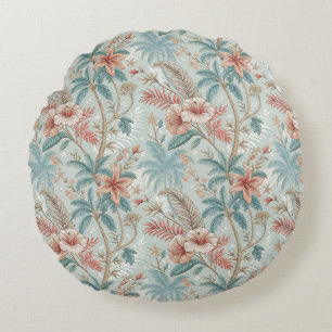 Vintage-tropisches florales Küsten-Eleganz-Design Rundes Kissen