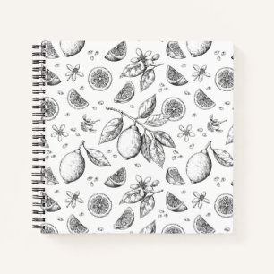Vintage-Tropisches-Frucht-Zitronen-Blumenmuster Notizblock