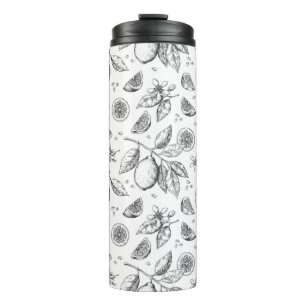 Vintage-Tropisches-Frucht-Zitronen-Blumenmuster Thermosbecher