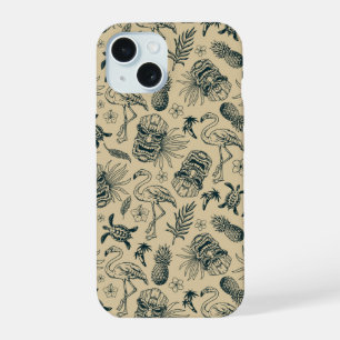 Vintage tropisches Muster iPhone 15 Hülle
