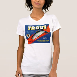 Vintage Trout Brand Apfel Etikett T-Shirt