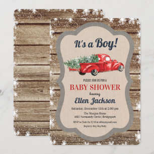 Vintage Truck Boy Baby Shower Snowflake Einladung