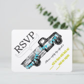 Vintage Truck RSVP Getting Hitched Retro RSVP (Stehend Vorderseite)