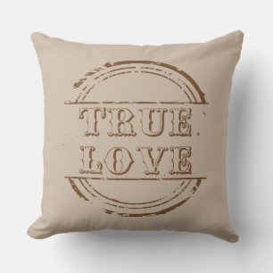 Vintage True Love Braun Beige Grunge Kissen