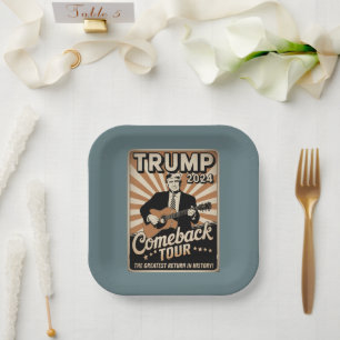 Vintage TRUMP 2024 Rocks COMEBACK TOUR Pappteller