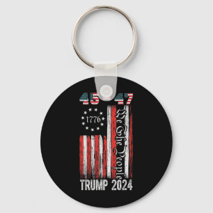 Vintage Trump-Fahne 2024 45-47 US-Flagge Wir Mensc Schlüsselanhänger