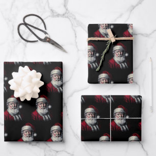Vintage Trump Santa Gesicht Lustige Weihnachtsfeie Geschenkpapier Set