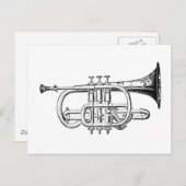 Vintage Trumpet-Holzgravur Postkarte (Vorne/Hinten)