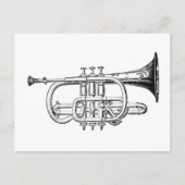 Vintage Trumpet-Holzgravur Postkarte (Vorderseite)