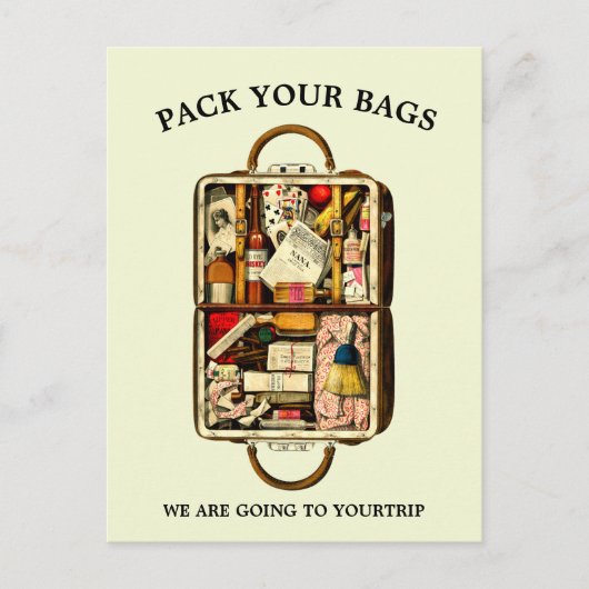 Vintage Trunk-Trip-Vorlage Ankündigungspostkarte (Vorderseite)