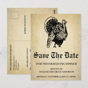 Vintage Truthahn Save the Date Erntedankfest Postkarte