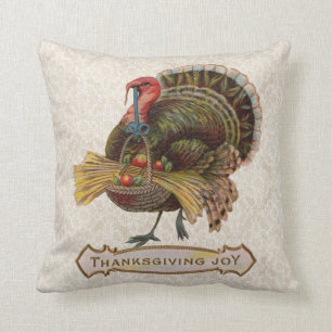 Vintage Truthahn Thanksgiving Freude Wurf Kissen