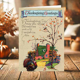 Vintage Truthahn Thanksgiving-Grüße Feiertagskarte