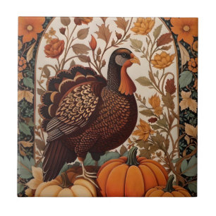 Vintage Truthahn und Kürbisse Herbst Fliese