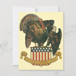 Vintage Truthahn zu Thanksgiving, Adler, amerikani Feiertagskarte