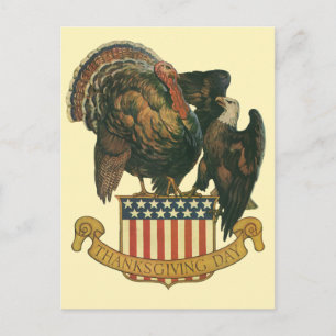 Vintage Truthahn zu Thanksgiving, Adler, Amerikani Feiertagspostkarte