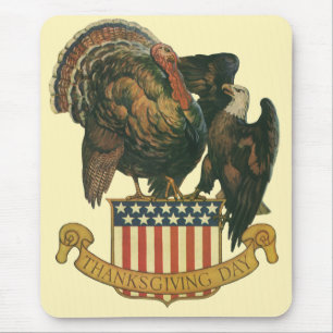 Vintage-Truthahn zu Thanksgiving, Adler, amerikani Mousepad