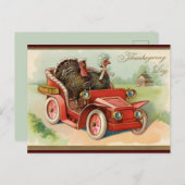 Vintage Truthähne fahren im Erntedank Postkarte (Vorne/Hinten)