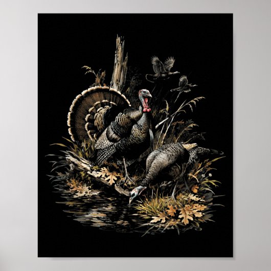 Vintage Truthahnjagd rustikale Wildtiergrafik Poster (Vorne)