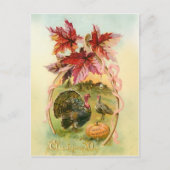 Vintage Truthühner, Wischbein und Herbstlemme Postkarte (Vorderseite)