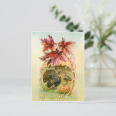 Vintage Truthühner, Wischbein und Herbstlemme Postkarte (Stehend Vorderseite)