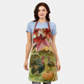 Vintage Truthühner, Wischbein und Herbstlemme Schürze (Getragen)