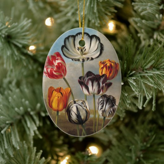 Vintage Tulip-Blume in einer Landschaft Keramik Ornament (Baum)