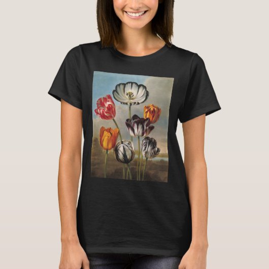 Vintage Tulip-Blume in einer Landschaft T-Shirt (Vorderseite)