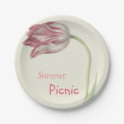Vintage Tulip - Sommer-Picnic-Papierplatte Pappteller (Vorderseite)