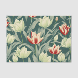 Vintage Tulips Botanisches Muster Seidenpapier