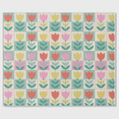 Vintage Tulips Muster Geschenkpapier (Flach)