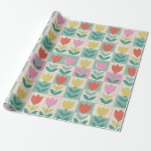 Vintage Tulips Muster Geschenkpapier (Ungerollt)