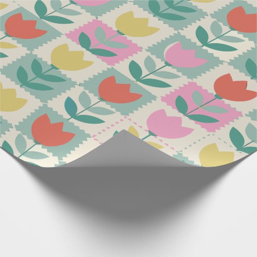 Vintage Tulips Muster Geschenkpapier (Ecke)