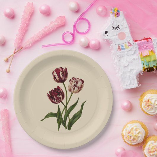 Vintage Tulips Pappteller (Party)