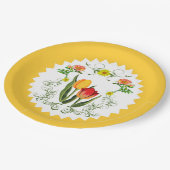 Vintage Tulips Pappteller (Schrägansicht)