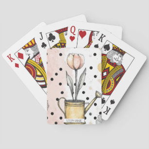 Vintage-Tulpen-Aquarell-Polka-Punkt-Kunst Spielkarten